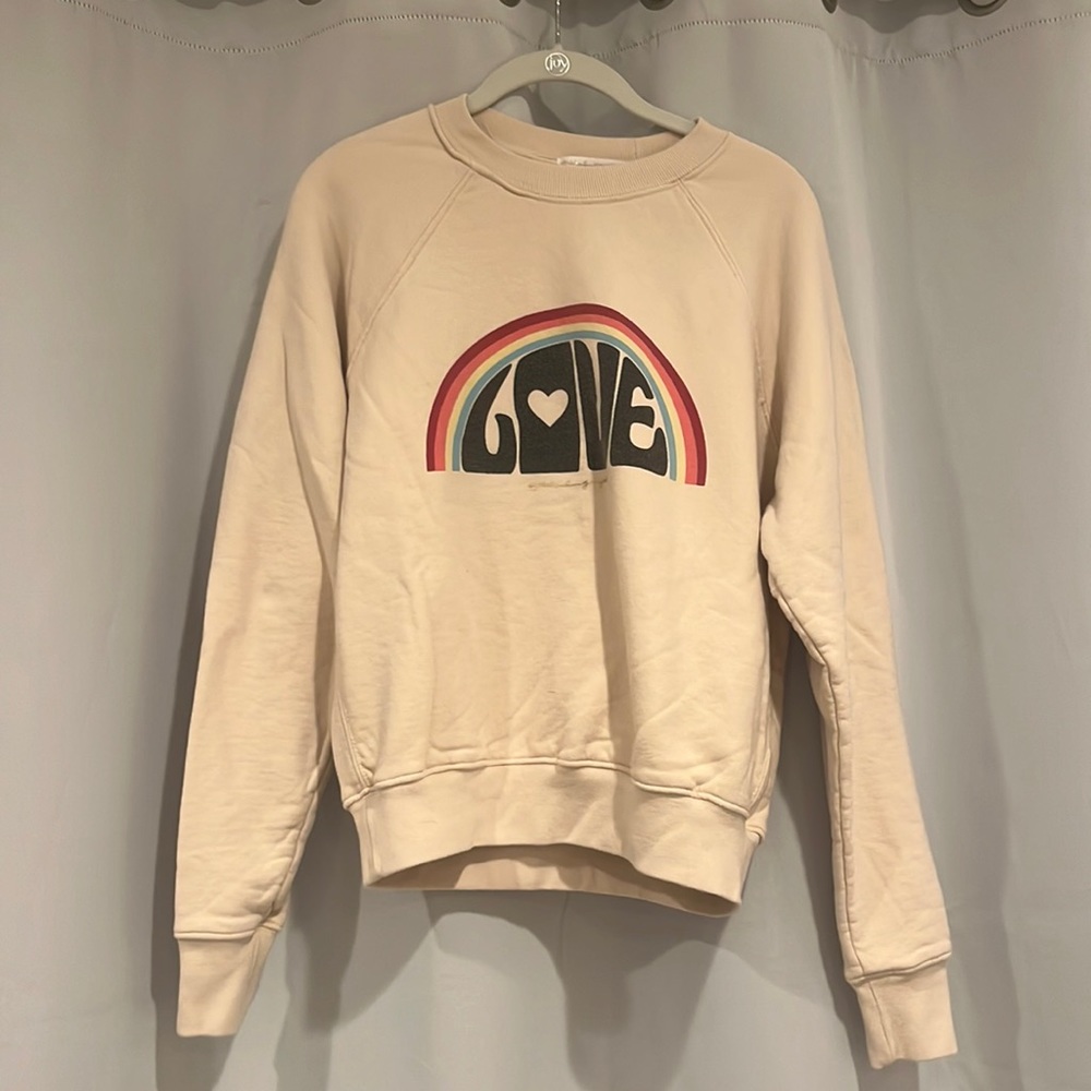 Spiritual Gangster - LOVE sweatshirt with rainbow - off white tint- little faded